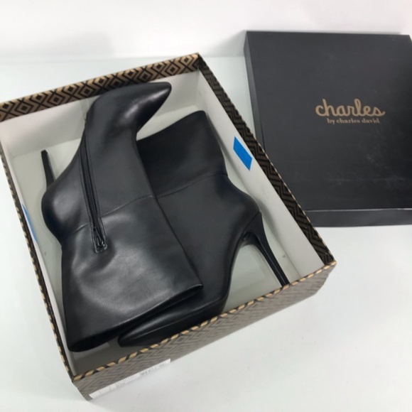 Charles David Black Pointed Toe Mid-calf Boots 9M - Picture 5 of 8